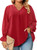 Eytino Women Plus Size Tops Casual V Neck Smocked Long Sleeve Chiffon Blouses Loose Tunic Shirts,1X Red