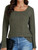 LYANER Women's Square Neck Ribbed Long Sleeve Solid Tee Shirt Top Army Green Small