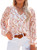 Eytino Women Plus Size Floral Printed V Neck Tops Casual Loose Long Sleeve Blouses Shirts,1X White