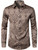 ZEROYAA Men's Hipster Slim Fit Long Sleeve Gothic Jacquard Button Up Dress Shirts for Party Prom ZLCL32-Brown Large