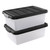 Jekiyo 14 Quart Frosted Clear Latching Storage Bin, Stackable Plastic Box with Black Lid, 2 Packs