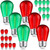 Riakrum 24 Pcs Christmas Colored LED String Light Bulbs S14 Replacement Bulbs for Outdoor String Lights, E26 Base 1 Watt, Plastic Waterproof S14 LED Bulbs for Outdoor Indoor (Red, Green)