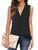 Unixseque Sleeveless Blouses for Women Fashion 2022,Work Blouses for Women Office Chiffon V Neck Tunics Tanks Tops Summer Ladies Dress Shirts Women's Business Tops Junior Sheer Flowy Cami Black