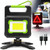Tresda Rechargeable Work Light with Emergency Warning Triangle Light, 25W Led Work Light with Magnetic Stand, Power Bank Function and Triangles Signal lights for Vehicle Accident/Repairing/Breakdown