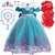 Princess Little Mermaid Costume for Girls Mermaid Wig Princess Ariel Cosplay Dress Up for Birthday Party Halloween Costume (130(5-6T))