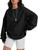 ATHMILE Oversized Sweatshirt for Women Crewneck Fleece Long Sleeve Pullover Hoodies Tops Fall Fashion Outfits 2023 Clothes-S Black