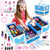 Hollyhi 62Pcs Kids Makeup Kit for Girl, Washable Play Makeup Toys Set for Dress Up, Beauty Vanity Set with Cosmetic Case Birthday Toys for Girls 3 4 5 6 7 8 9 10 11 12 Year Old Kids Toddlers (Frozen)