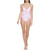 Calvin Klein Women's Standard Tie Back Logo Straps Removable Soft Cups Front Ruching One Piece, Pink Multi