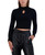 BCBGeneration Women's Fitted Long Sleeve Sweater Mock Neck Front Keyhole Cross Over Top, Black, Small