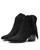 Coutgo Women's Pointed Toe Ankle Boots Chunky Block Heel Side Tassel Western Winter Booties, Black, Size 6