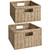 StorageWorks Seagrass Storage Baskets, Handwoven Rattan Baskets for Organizing, Decorative Wicker Baskets with Built-in Handles, 2 Pack Natural
