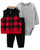 Carter's Baby Boys' 3 Piece Vest Set (Plaid/Red/Black, 6 Months)