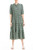 Max Studio Women's Elbow Cuffed Sleeve Button Placket Midi Dress, Black/Green Daisy Filled Field