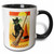 3dRose Vintage Halloween Black Cat Broom and Witchs Hat - Mugs (mug_126143_9)
