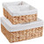 Vagusicc Wicker Basket, Water Hyacinth Wicker Storage Basket with Built-in Handles, Baskets for Organizing, 15'' Large Storage Baskets for Shelves with Liner (3-Pack Water Hyacinth Baskets Set)