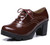 DADAWEN Women's Classic T-Strap Platform Mid-Heel Square Toe Oxfords Dress Shoes Wine Red US Size 7