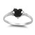 925 Sterling Silver Faceted Natural Genuine Black Onyx Heart Promise Ring Size 7