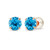 14K Solid Rose Gold 4mm Round Natural Swiss Blue Topaz December Birthstone Prong Set Stud Earrings For Women and Girls