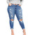 Tulucky Women's Plus Size Boyfriend Jeans Distressed Ripped Denim Pants Comfy Stretch Skinny Jeans(DarkBlue,24W)