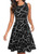 OWIN Women's Vintage Floral Lace Flared A-Line Swing Casual Party Cocktail Dresses Sleeveless Black White Stripe L