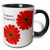 3dRose mug_44729_4"Embrace Happiness Red Daisies- Flowers- Inspirational" Two Tone Black Mug, 11 oz, Multicolor