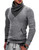COOFANDY Men Turtleneck Sweater Long Sleeve Cable Knit Jumpers Knit Pullover Sweater Grey