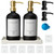 Glass Soap Dispenser for Kitchen Sink,Farmhouse Kitchen Dish Soap Dispenser&Hand Soap Dispenser Set,Rustproof Pump Soap Dispenser Bathroom with Tray,Waterproof Label for Kitchen Decor(Black