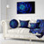 Designart PT8696-40-20 Fractal Silver Dark-Floral Large Abstract Art Canvas Print-40x20, 40x20, Blue