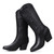 TEMOFON Cowboy Boots for Women Embroidered Pointy Toe Zipper Western Boots Cowgirl Mid Calf Boots Black 9