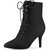 Perphy Pointy Toe Zip Lace Up Stiletto Heel Black Ankle Boots for Women 9 M US