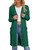 MEROKEETY Women's 2023 Long Sleeve Cable Knit Long Cardigan Open Front Button Sweater Outerwear DarkGreen Small