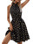 SweatyRocks Women's Sleeveless Tie Back Halter Dress Mini Swing Pleated A-line Skater Dress Black Gold S