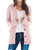 PRETTYGARDEN Women's Open Front Cardigan Sweaters Fashion Button Down Cable Knit Chunky Outwear Coats (Dusty Pink,Large)