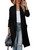 Uusollecy Women Long Sleeve Open Front Knit Cardigans Casual Loose Oversized Cardigan Sweater Solid Color Knitted Coat with Pockets Black Medium