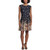 London Times Womens Petites Floral Print Knee Length Fit & Flare Dress Black 12P