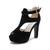 Women's Platform Chunky Block High Heel Peep-Toe Dress Sandals Velvet Black Label Size 34-220mm - US 4