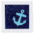 3dRose qs_112807_5 Blue and White Striped Anchor on Black with Vintage Handwriting-Sailor Stripes Nautical Design-Quilt Square, 14 by 14-Inch