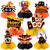 cocomigo 8pcs 3D Halloween Table Decorations Centerpieces, Black Orange Cute Halloween Decorations Tabletop for Honeycomb Topper Halloween Centerpieces for Tables Happy Boo Halloween Table Decorations