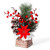 Small Christmas Tree Tabletop Artificial Mini Christmas Tree Decorations with Holiday Ornaments Red Berry Pine Cone Greenery for Home Indoor Fireplace Mantel Xmas Decor (Cabin-Red Flowers)