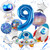 Space Balloons for 9th Birthday Decorations, 11PCS Boys Space Balloons Set with Rocket Astronaut Spaceship Balloons, Large Outer Space Galaxy Balloons with Star Moon Foil Balloons for Space Party