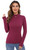 Women's Basic Long Sleeve Thermal Top Lightweight Mock Neck Shirts Slim Fit Layer Soft Top Burgundy Large