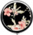Eareeco Flowers On Black Background Painted Round Pill Case / Pill Box / Pill Case / Case- Three-Compartment Pill Box / Silver