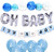 Gogoshel Baby Shower Decorations for Boy| OH BABY letters balloons| 6 pompoms| It's a Boy Banner| Blue balloons| Blue Silver and Grey Baby Shower| Party Decorations| Blue backdrop|Centerpiece