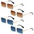 WFEANG 4 Pairs Rimless Rectangle Sunglasses, Rereo Tinted Frameless Square Glasses Eyewear Vintage Transparent Glasses for Women Men