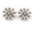 Clear Crystal Snowflake Stud Earrings In Silver Tone Metal - 20mm D