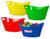 4 Pack - Oval Storage Tub with Handles, Colorful Classroom Organization Bins, Plastic Ice Bucket, Party Beverage Chiller Tub, 4.5L, Assorted Colored