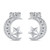 Sterling Silver Studded Crescent Moon Star Bow Celestial Earrings Clear CZ 925 Sterling Silver Studded Crescent Moon Star Bow Celestial Earrings Clear CZ 925