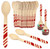 120 Pack Disposable Christmas Wooden Spoons Hot Cocoa Chocolate Marshmallow Cutlery Spoon Winter Bar Tasting Stirring Spoon Wood Red Candy Cane Stripe for Bombs Candy Baking Coffee Ice Cream Soup Cake