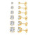 6 Pairs Stud Earrings 14K 6 Pairs Yellow Gold Plated Round Cut Clear Cubic Zirconia Stud Earring Pack