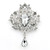 Gyn&Joy Silvery Tone Vintage Clear Crystal Rhinestone Flroal Teardrop Wedding Bridal Brooch Pin